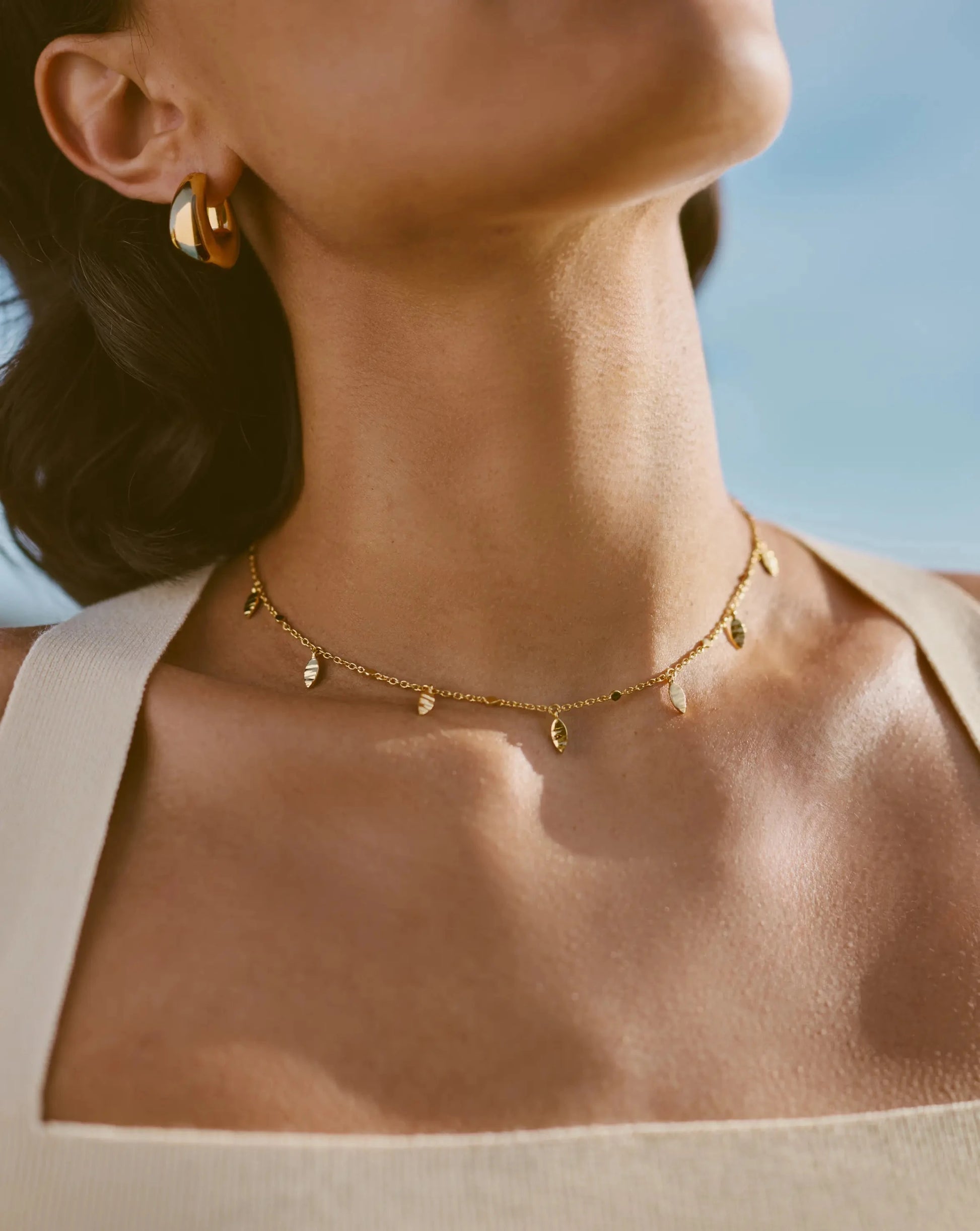 Leaf Charm Choker | 18ct Gold Vermeil Necklaces Missoma 
