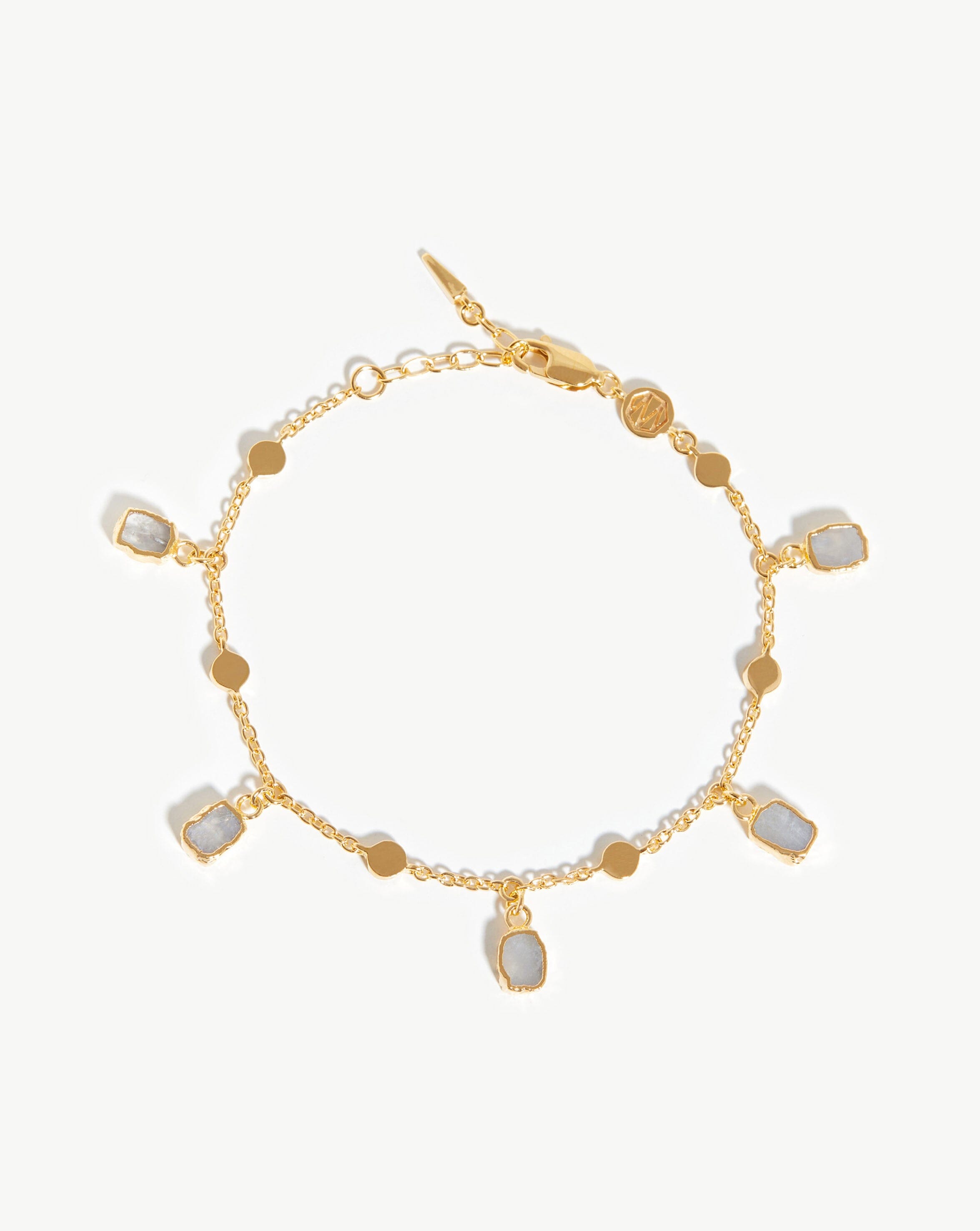 Lena Charm Bracelet | 18ct Gold Plated Vermeil/Rainbow Moonstone Bracelets Missoma 
