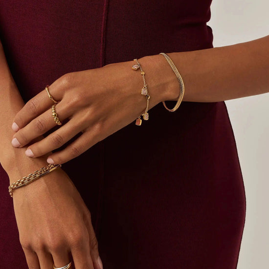 Lena Charm Bracelet | 18ct Gold Plated/Rhodochrosite Bracelets Missoma 