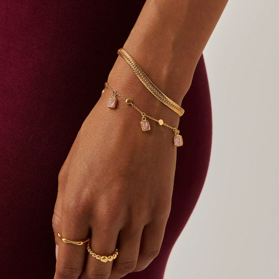 Lena Charm Bracelet | 18ct Gold Plated/Rhodochrosite Bracelets Missoma 