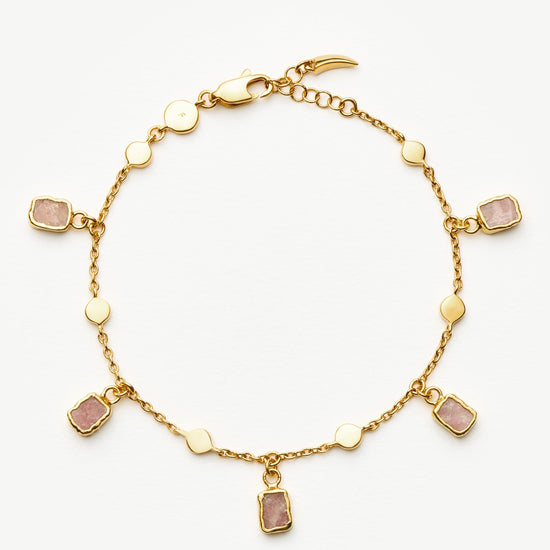 Lena Charm Bracelet | 18ct Gold Plated/Rhodochrosite Bracelets Missoma 