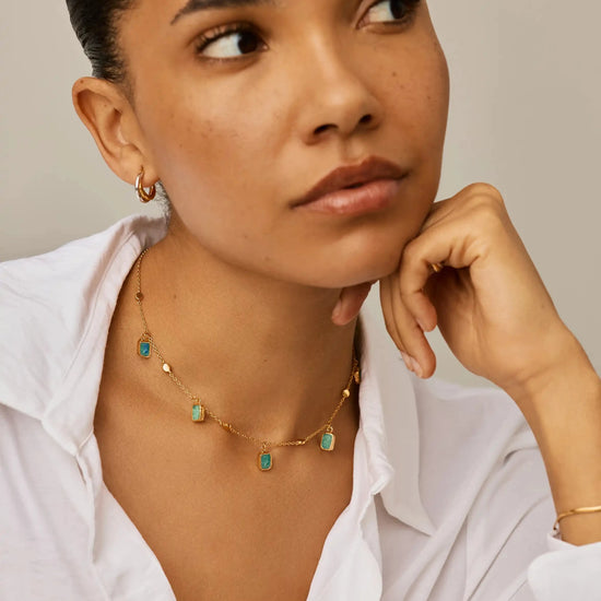 Lena Charm Choker | 18ct Gold Plated/Amazonite Necklaces Missoma 