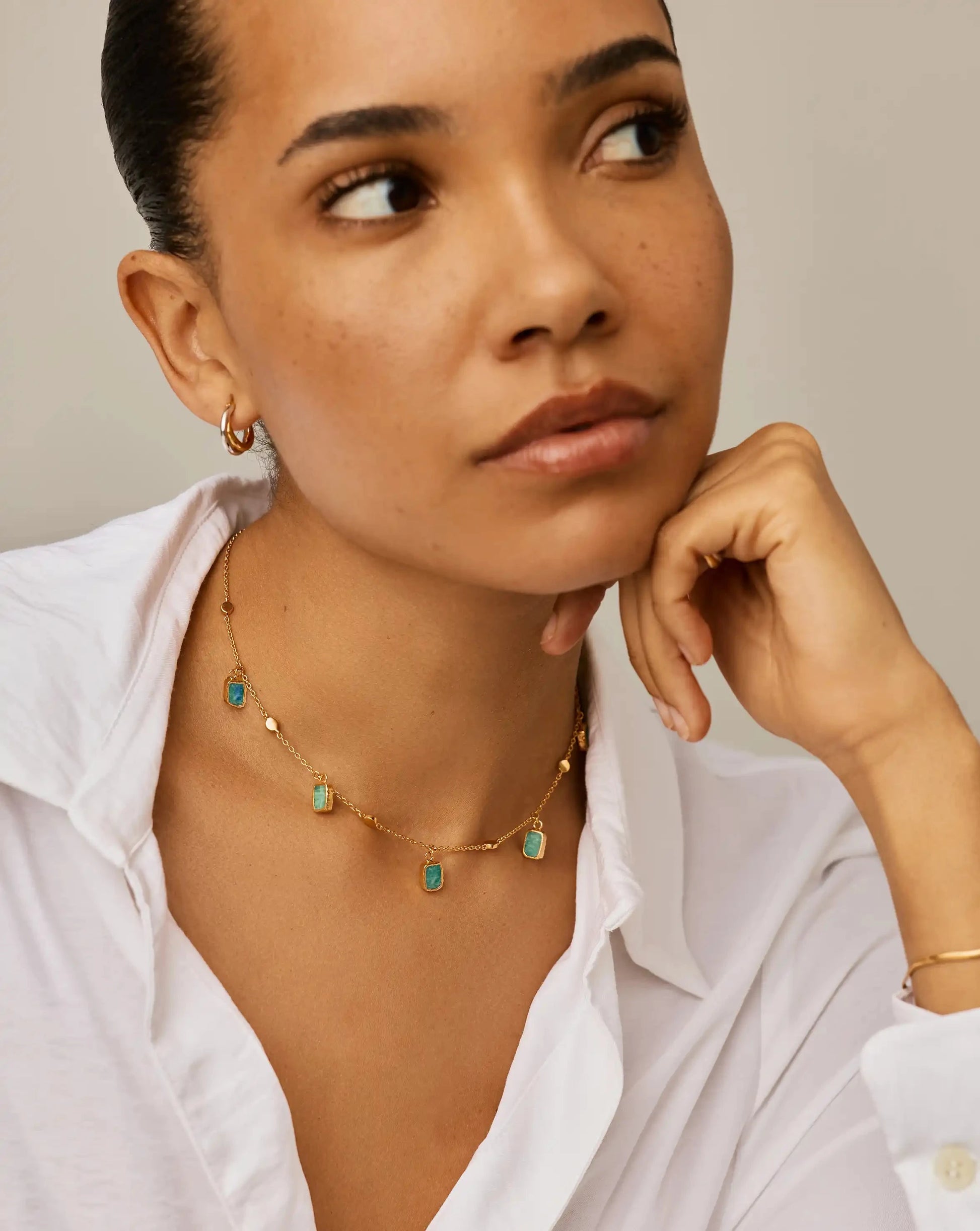 Lena Charm Choker | 18ct Gold Plated/Amazonite Necklaces Missoma 