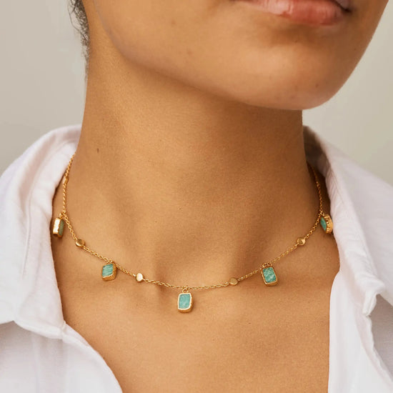 Lena Charm Choker | 18ct Gold Plated/Amazonite Necklaces Missoma 