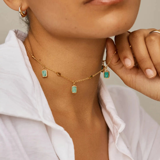 Lena Charm Choker | 18ct Gold Plated/Amazonite Necklaces Missoma 