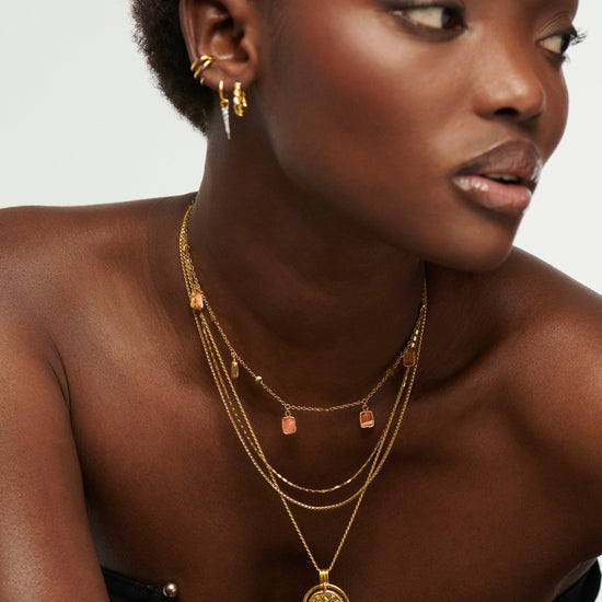 Lena Charm Choker | 18ct Gold Plated/Rhodochrosite Necklaces Missoma 