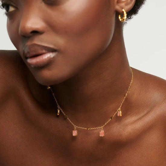 Lena Charm Choker | 18ct Gold Plated/Rhodochrosite Necklaces Missoma 