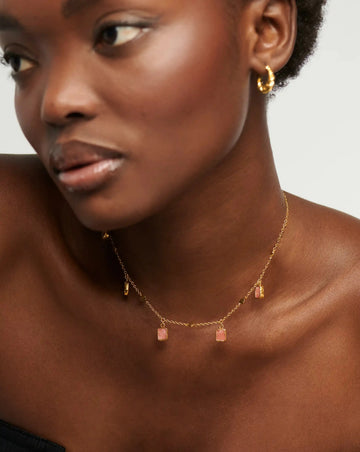 Lena Charm Choker | 18ct Gold Plated/Rhodochrosite Necklaces Missoma 