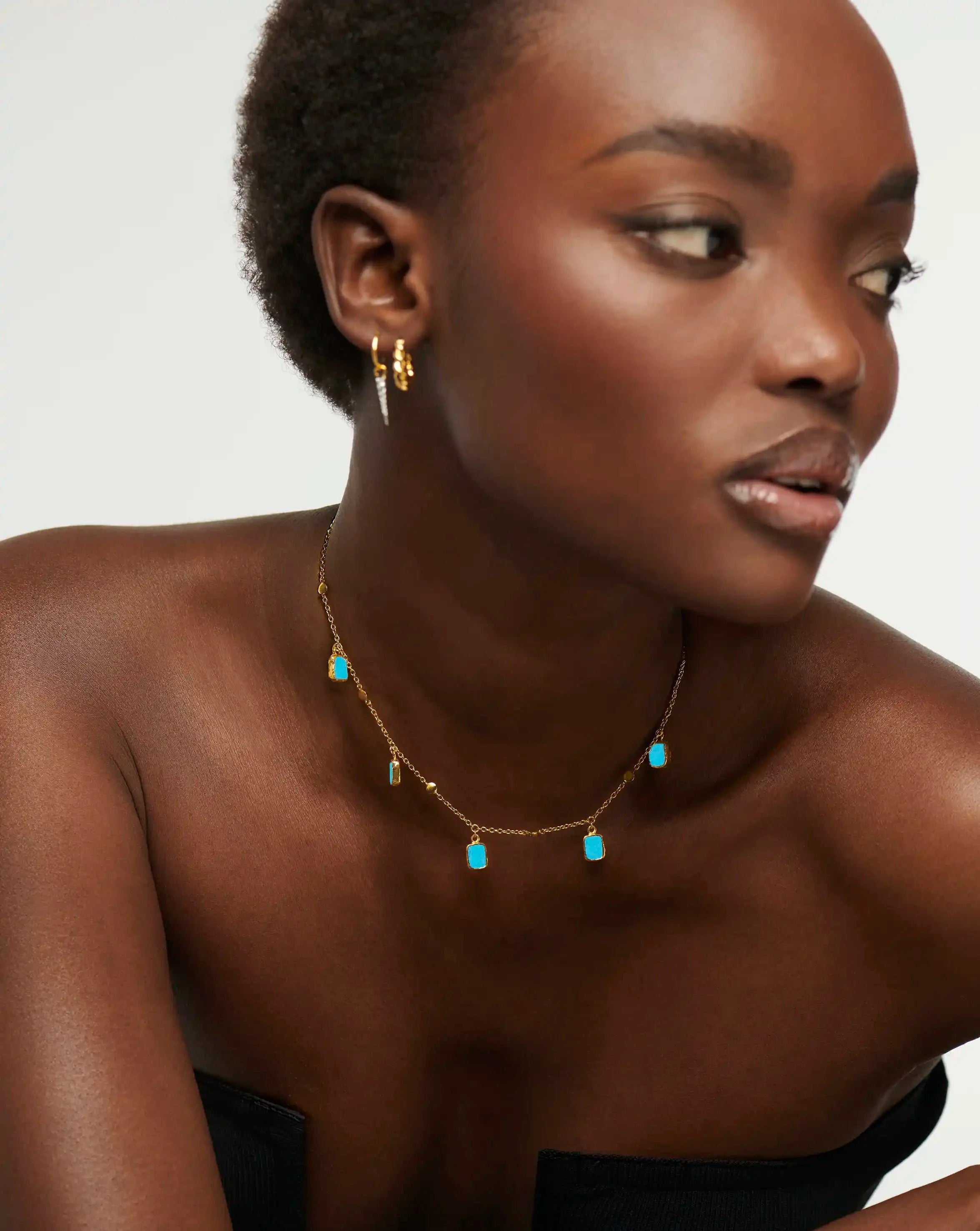 Lena Charm Choker | 18ct Gold Plated/Turquoise Necklaces Missoma 