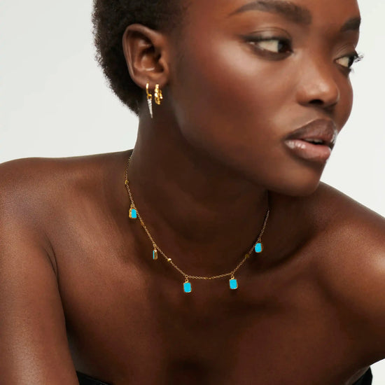 Lena Charm Choker | 18ct Gold Plated/Turquoise Necklaces Missoma 