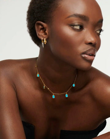 Lena Charm Choker | 18ct Gold Plated/Turquoise Necklaces Missoma 