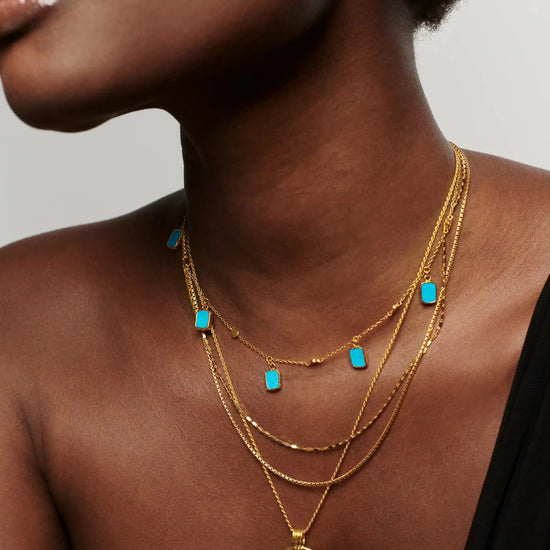 Lena Charm Choker | 18ct Gold Plated/Turquoise Necklaces Missoma 