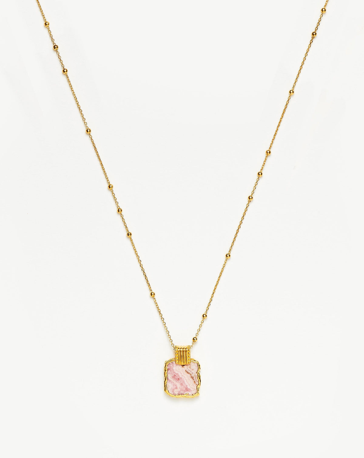 Lena Charm Necklace 18ct Plated Rhodochrosite