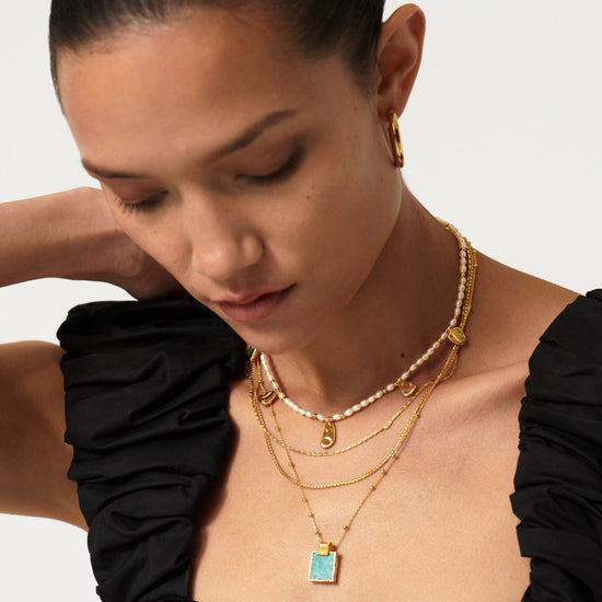 Lena Charm Necklace | 18ct Gold Plated/Amazonite Necklaces Missoma 