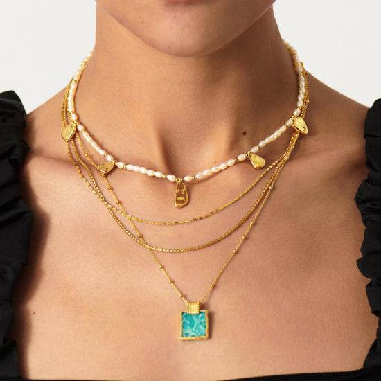 Lena Charm Necklace | 18ct Gold Plated/Amazonite Necklaces Missoma 