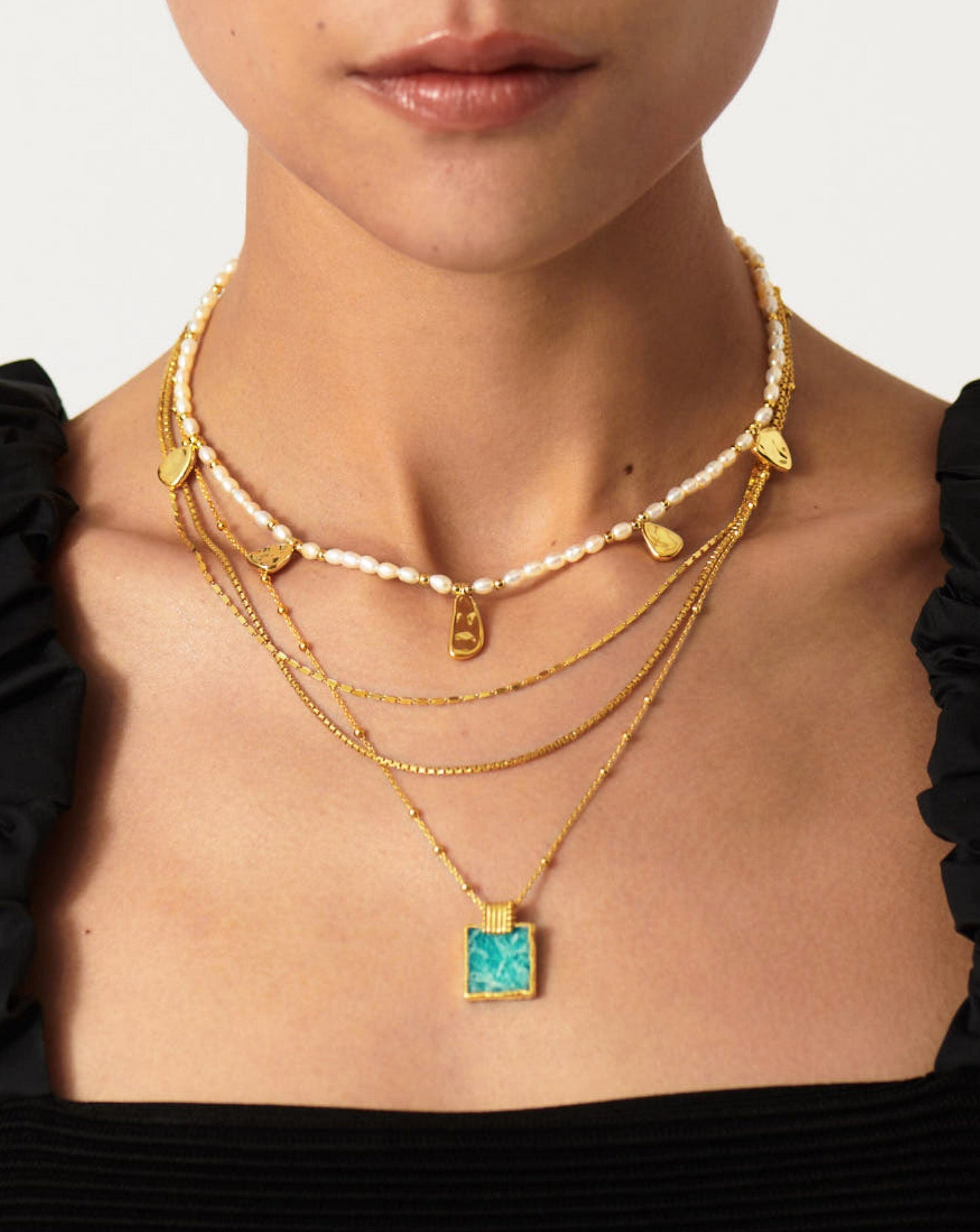 Lena Charm Necklace | 18ct Gold Plated/Amazonite Necklaces Missoma 
