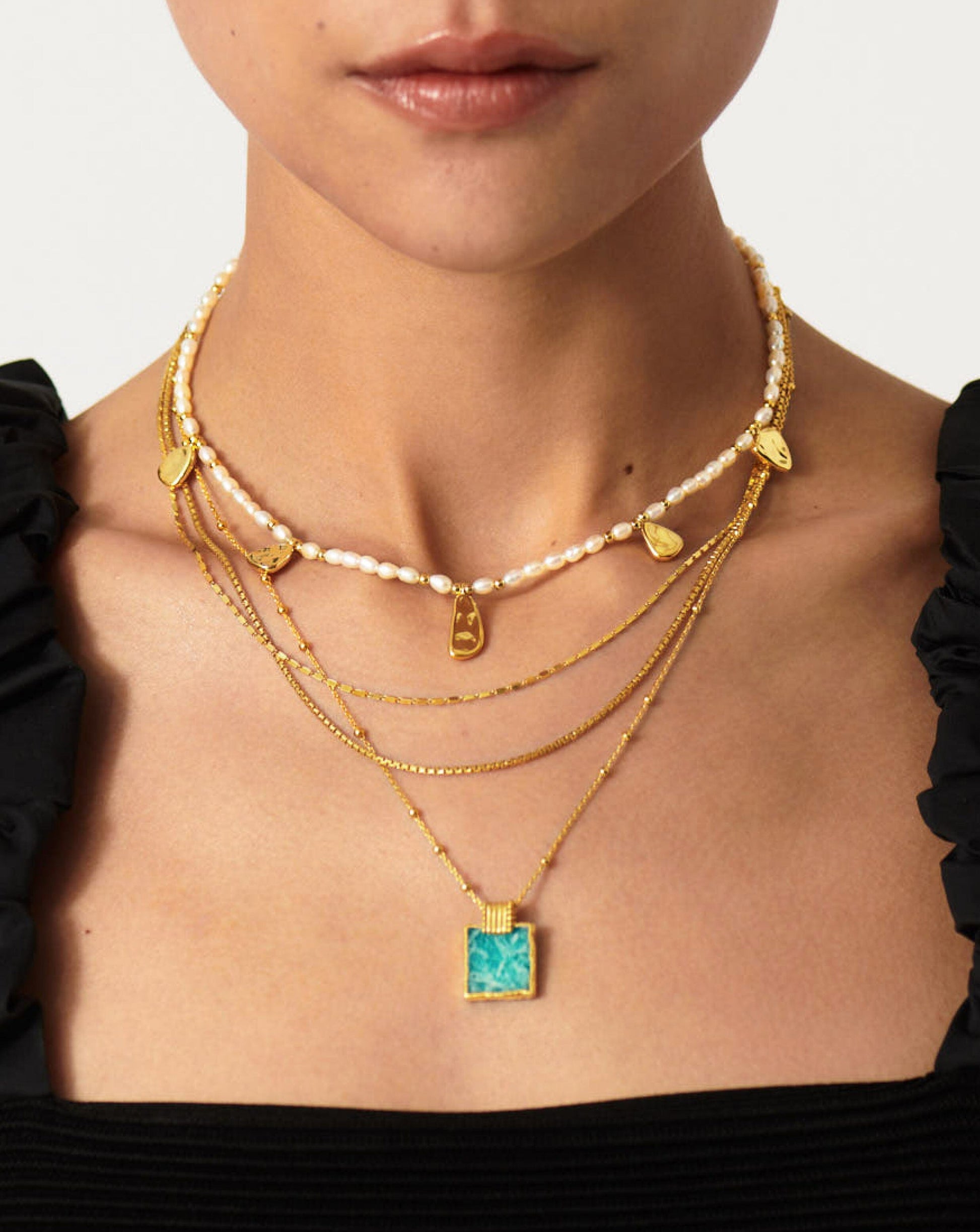 Lena Charm Necklace | 18ct Gold Plated/Amazonite Necklaces Missoma 