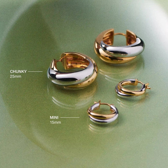 Lucy Williams Chunky Entwine Medium Hoop Earrings | Mixed Metal Earrings Missoma 