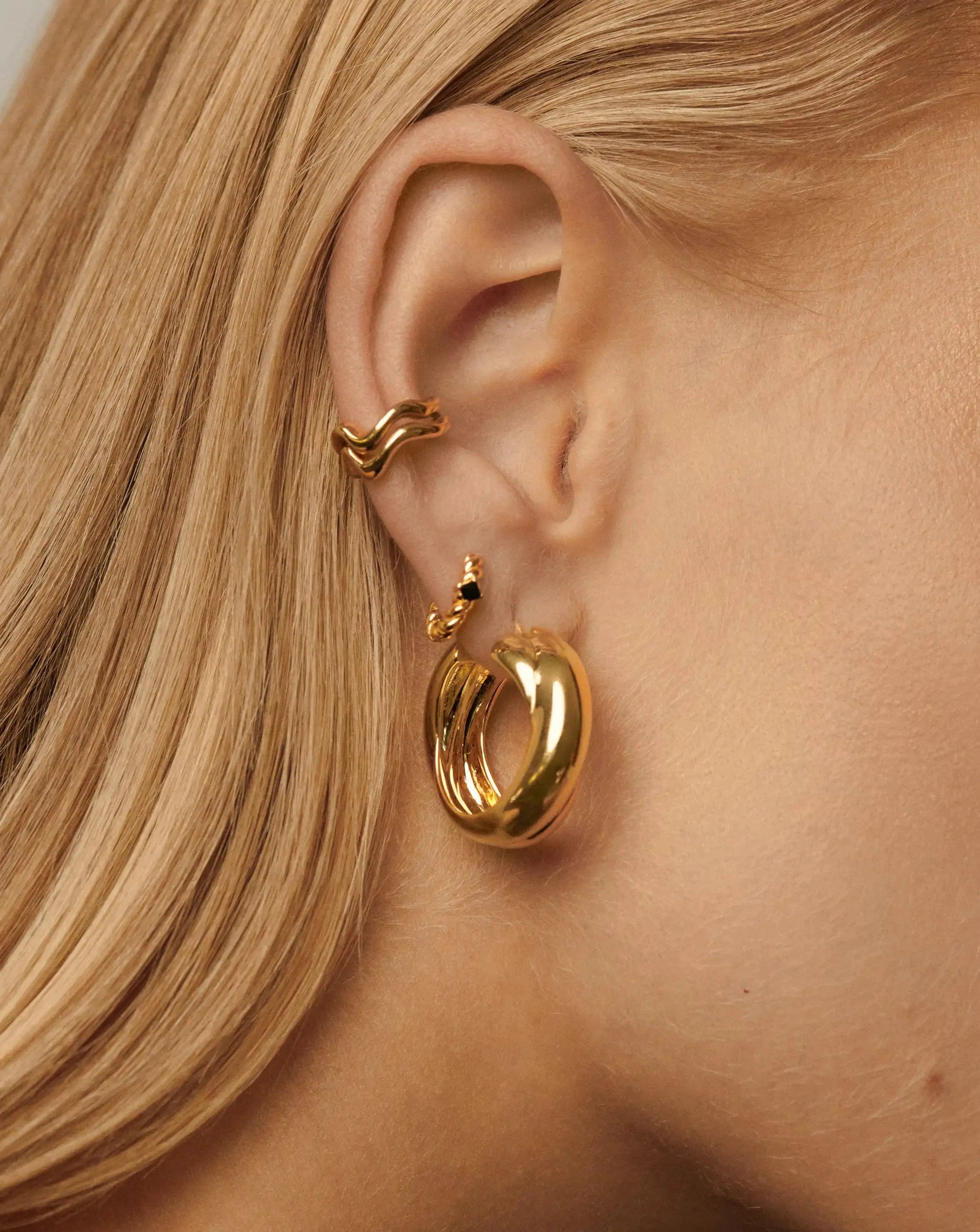 Lucy Williams Chunky Medium Entwine Hoop Earrings | 18ct Gold Plated Earrings Missoma 