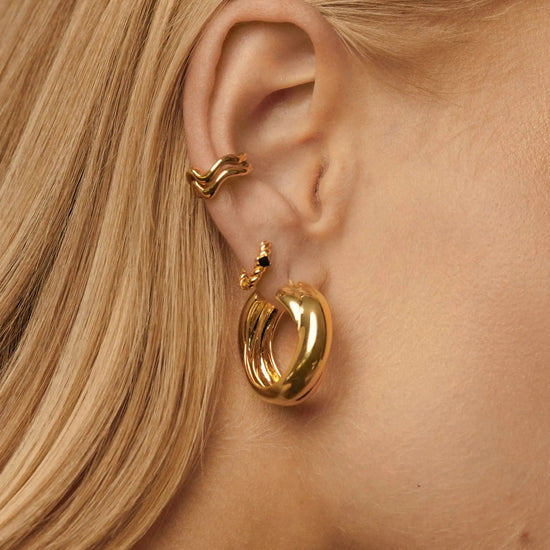 Lucy Williams Chunky Medium Entwine Hoop Earrings | 18ct Gold Plated Earrings Missoma 