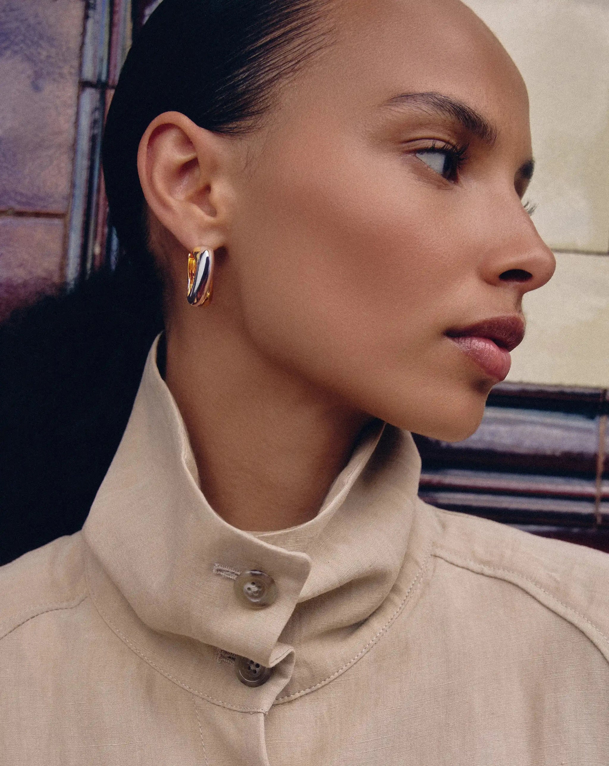 Lucy Williams Chunky Medium Entwine Hoop Earrings | Mixed Metal Earrings Missoma 