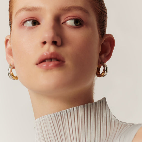 Lucy Williams Chunky Medium Entwine Hoop Earrings | Mixed Metal Earrings Missoma 