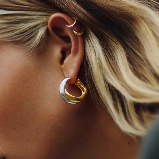 Lucy Williams Chunky Medium Entwine Hoop Earrings | Mixed Metal Earrings Missoma 
