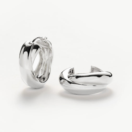 Lucy Williams Chunky Medium Entwine Hoop Earrings | Silver Plated Earrings Missoma 