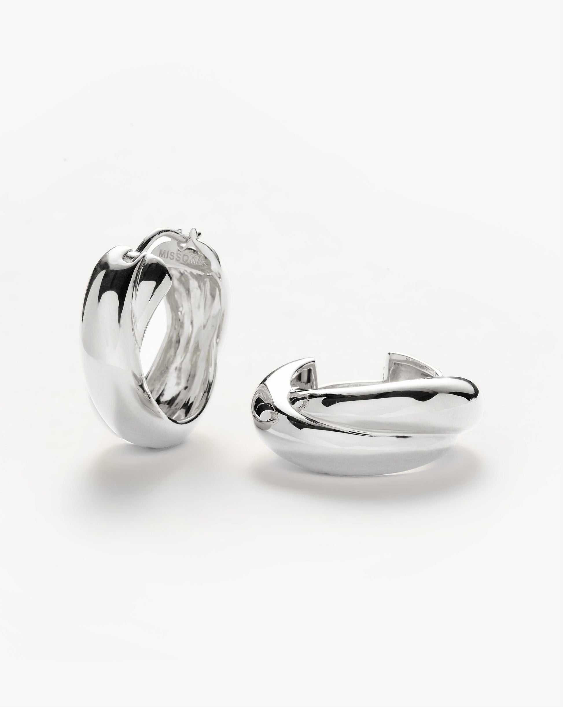 Lucy Williams Chunky Medium Entwine Hoop Earrings | Silver Plated Earrings Missoma 