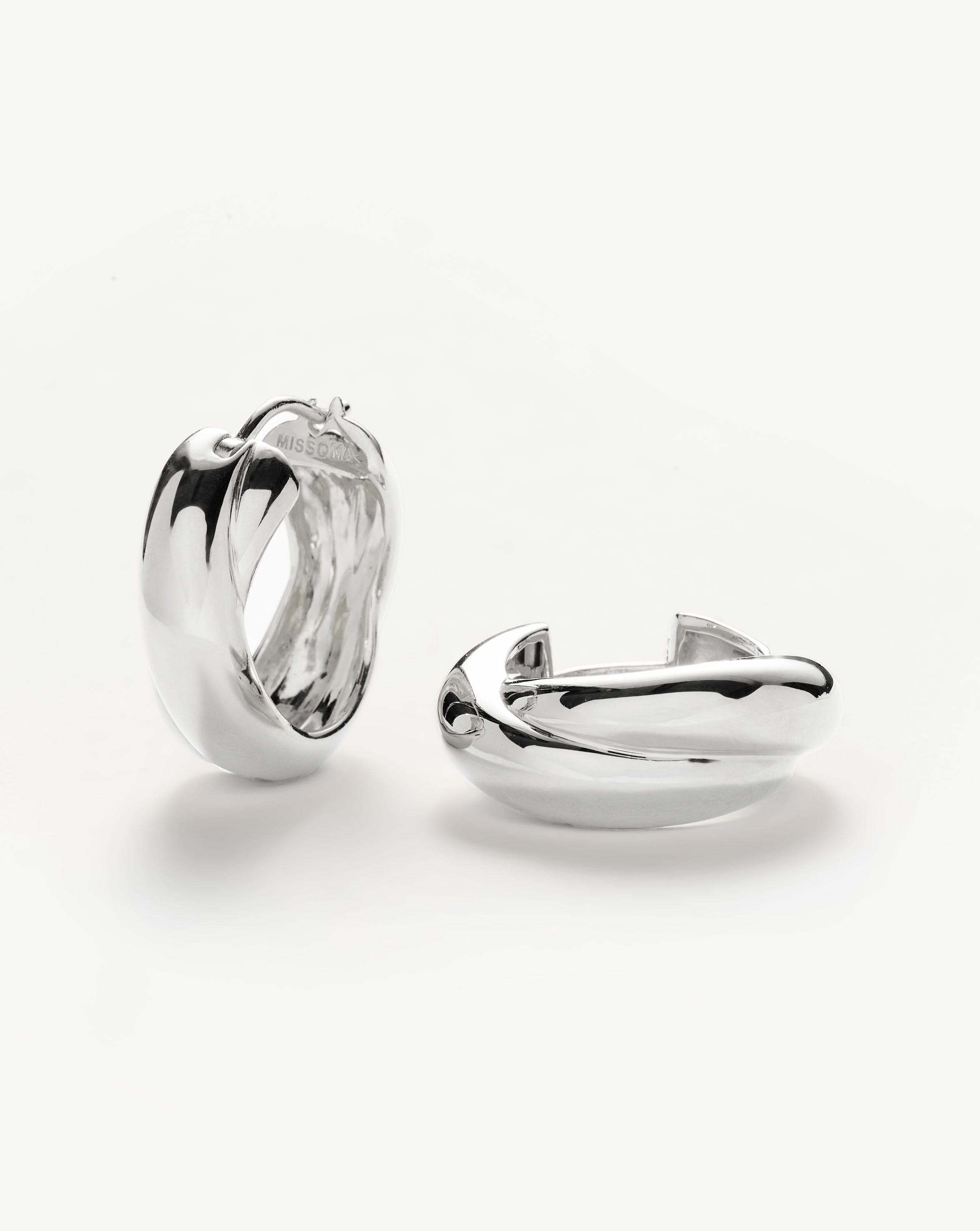 Lucy Williams Chunky Medium Entwine Hoop Earrings | Silver Plated Earrings Missoma 