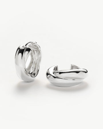 Lucy Williams Chunky Medium Entwine Hoop Earrings | Silver Plated Earrings Missoma 
