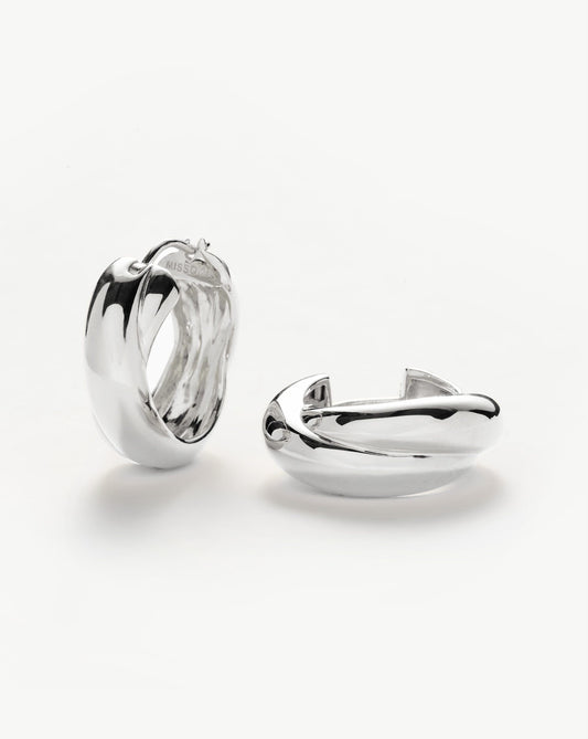 Lucy Williams Chunky Medium Entwine Hoop Earrings | Silver Plated Earrings Missoma 