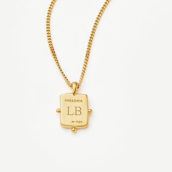 Lucy Williams Engravable Beaded Square Coin Pendant Necklace | 18ct Gold Vermeil Necklaces Missoma 
