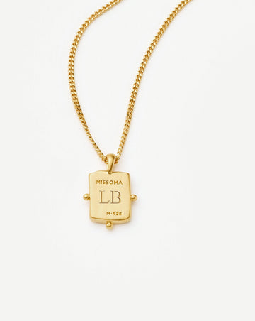 Lucy Williams Engravable Beaded Square Coin Pendant Necklace | 18ct Gold Vermeil Necklaces Missoma 