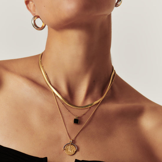 Lucy Williams Engravable Fortuna Arc Coin Pendant Necklace | 18ct Gold Plated/Cubic Zirconia Necklaces Missoma 