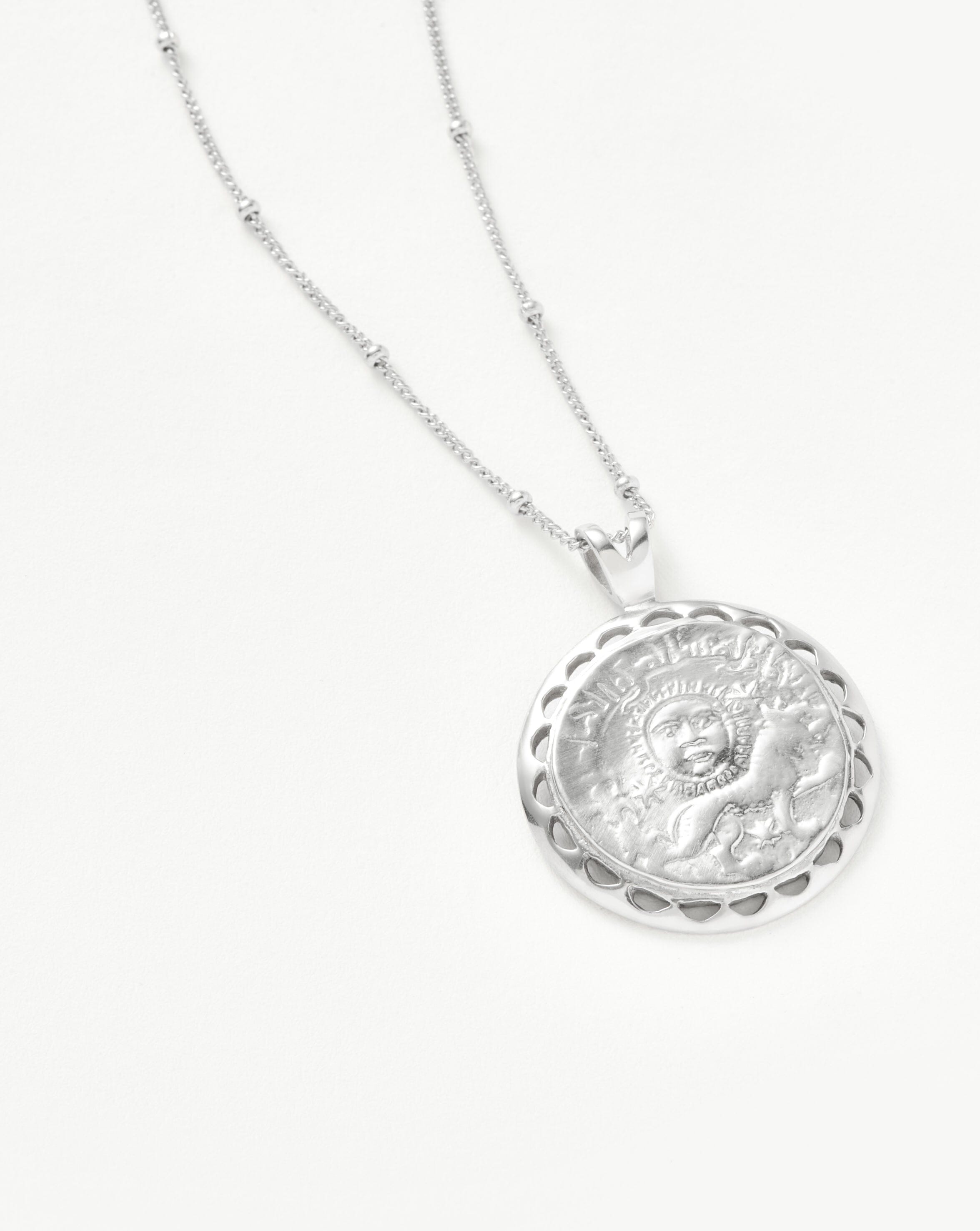 Lucy Williams Engravable Rising Sun Medallion Coin Necklace | Silver Plated Necklaces Missoma 