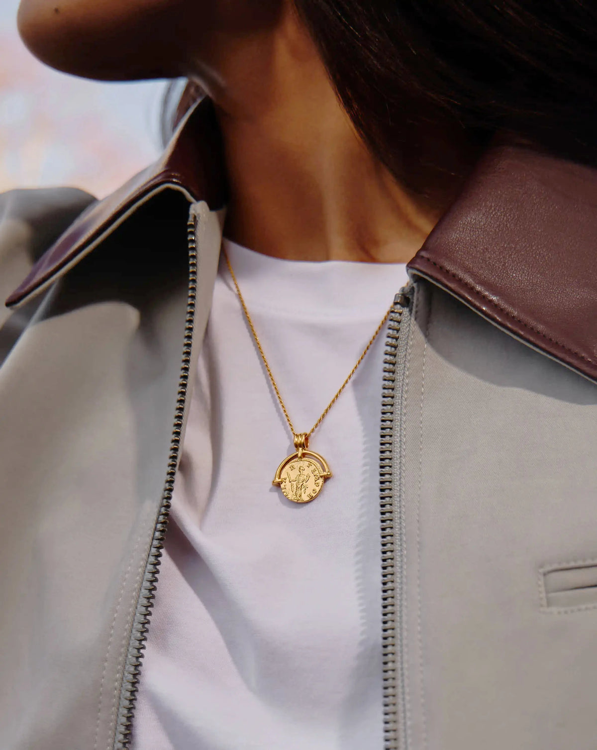 Lucy Williams Engravable Roman Arc Coin Necklace | 18ct Gold Plated Necklaces Missoma 