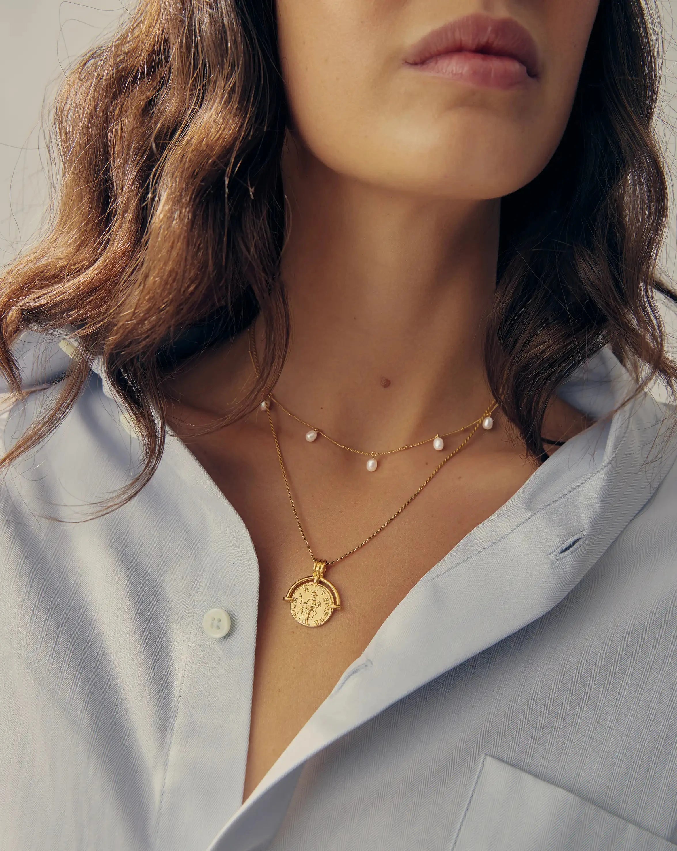 Lucy Williams Engravable Roman Arc Coin Necklace | 18ct Gold Plated Necklaces Missoma 