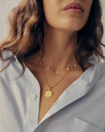 Lucy Williams Engravable Roman Arc Coin Necklace | 18ct Gold Plated Necklaces Missoma 