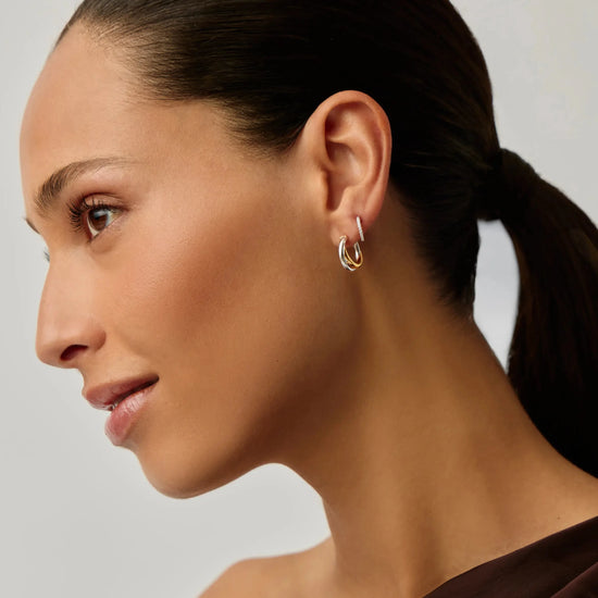 Lucy Williams Entwine Hoop Earrings & Pave Huggies Set | Mixed Metal / 18ct Gold Vermeil Earrings Missoma 