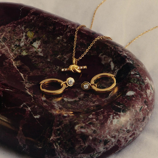 Lucy Williams Fine Diamond Drop Huggies | 14ct Solid Gold Earrings Missoma 