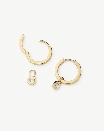 Lucy Williams Fine Diamond Drop Huggies | 14ct Yellow Gold Earrings Missoma 