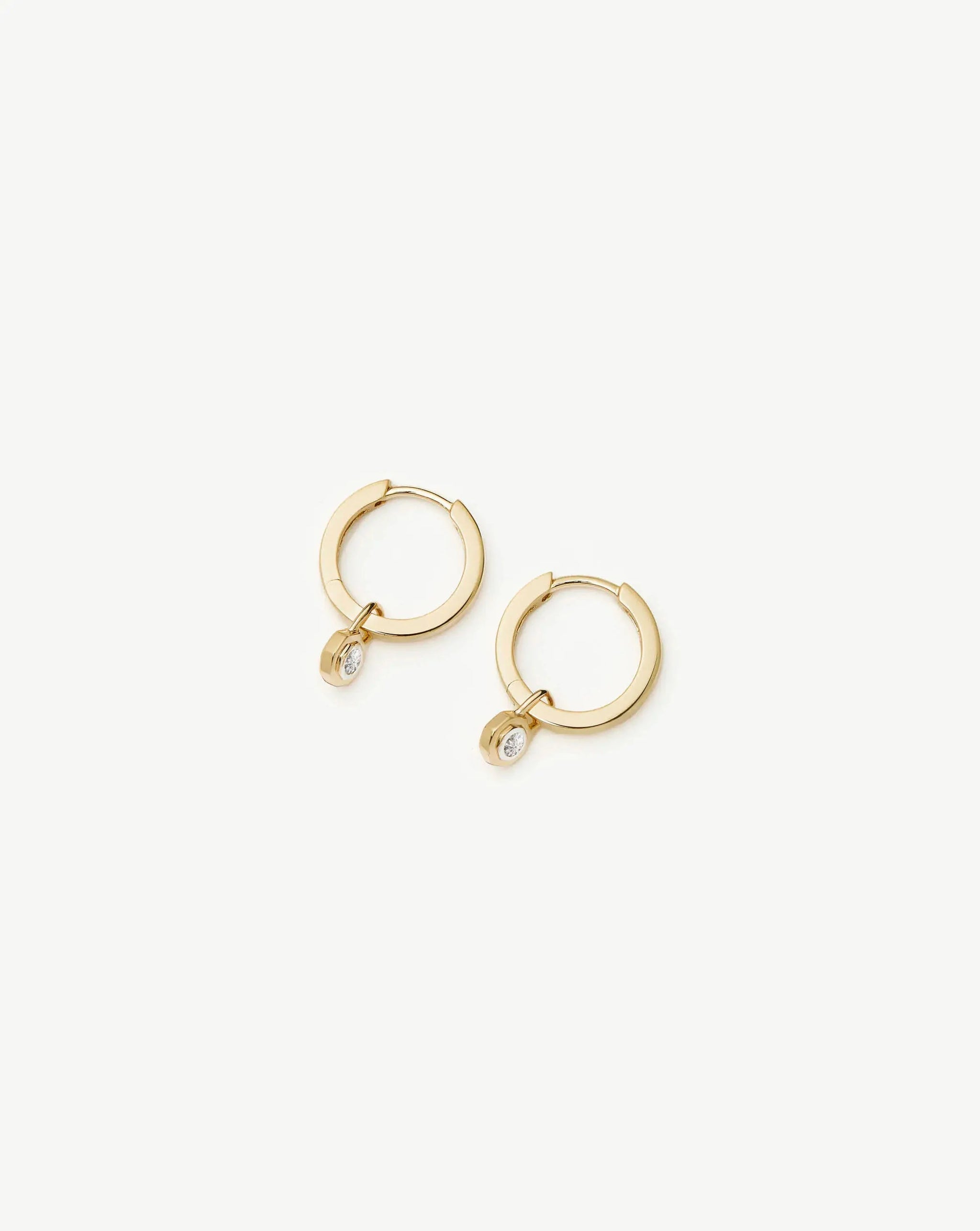 Lucy Williams Fine Diamond Drop Huggies | 14ct Yellow Gold Earrings Missoma 