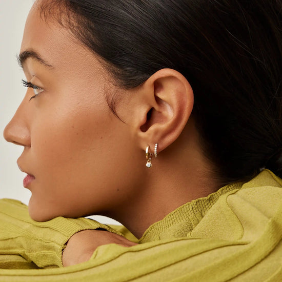 Lucy Williams Fine Diamond Drop Huggies | 14ct Yellow Gold Earrings Missoma 