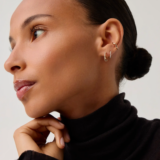 Lucy Williams Fine Diamond Entwine Huggies | 14ct Yellow Gold Earrings Missoma 