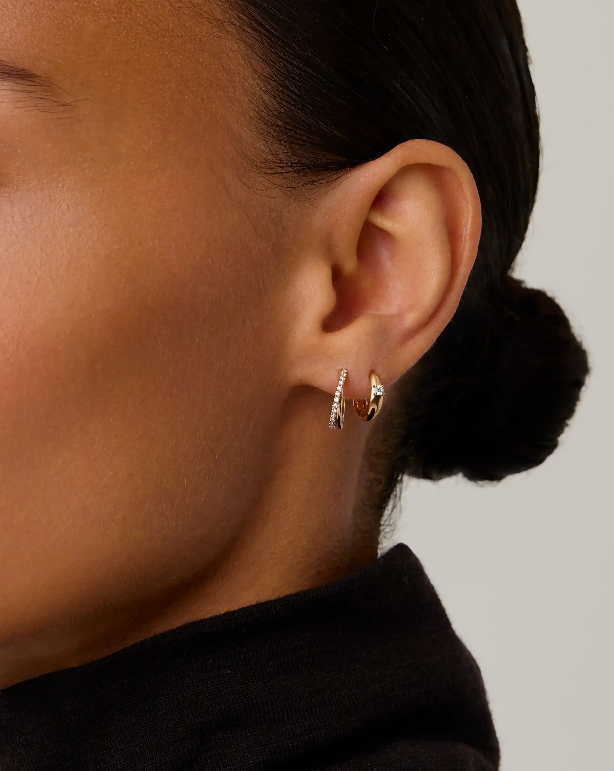 Lucy Williams Fine Diamond Entwine Huggies | 14ct Yellow Gold Earrings Missoma 