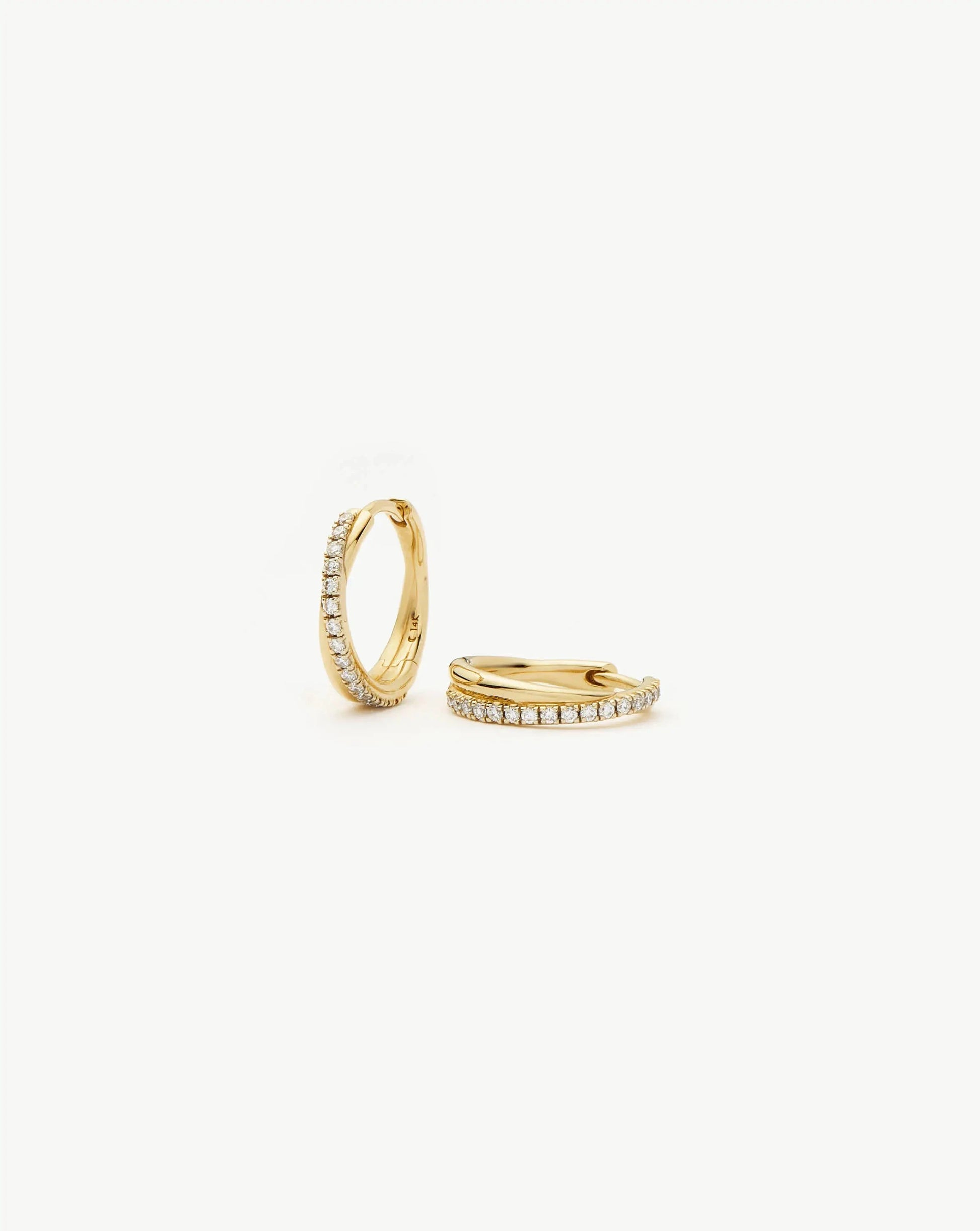 Lucy Williams Fine Diamond Entwine Huggies | 14ct Yellow Gold Earrings Missoma 