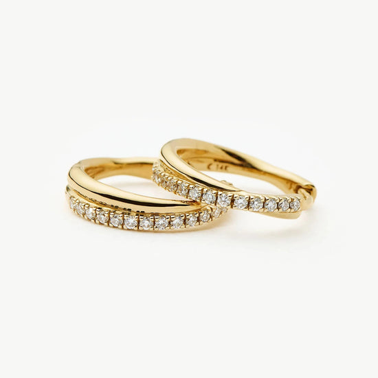 Lucy Williams Fine Diamond Entwine Huggies | 14ct Yellow Gold Earrings Missoma 