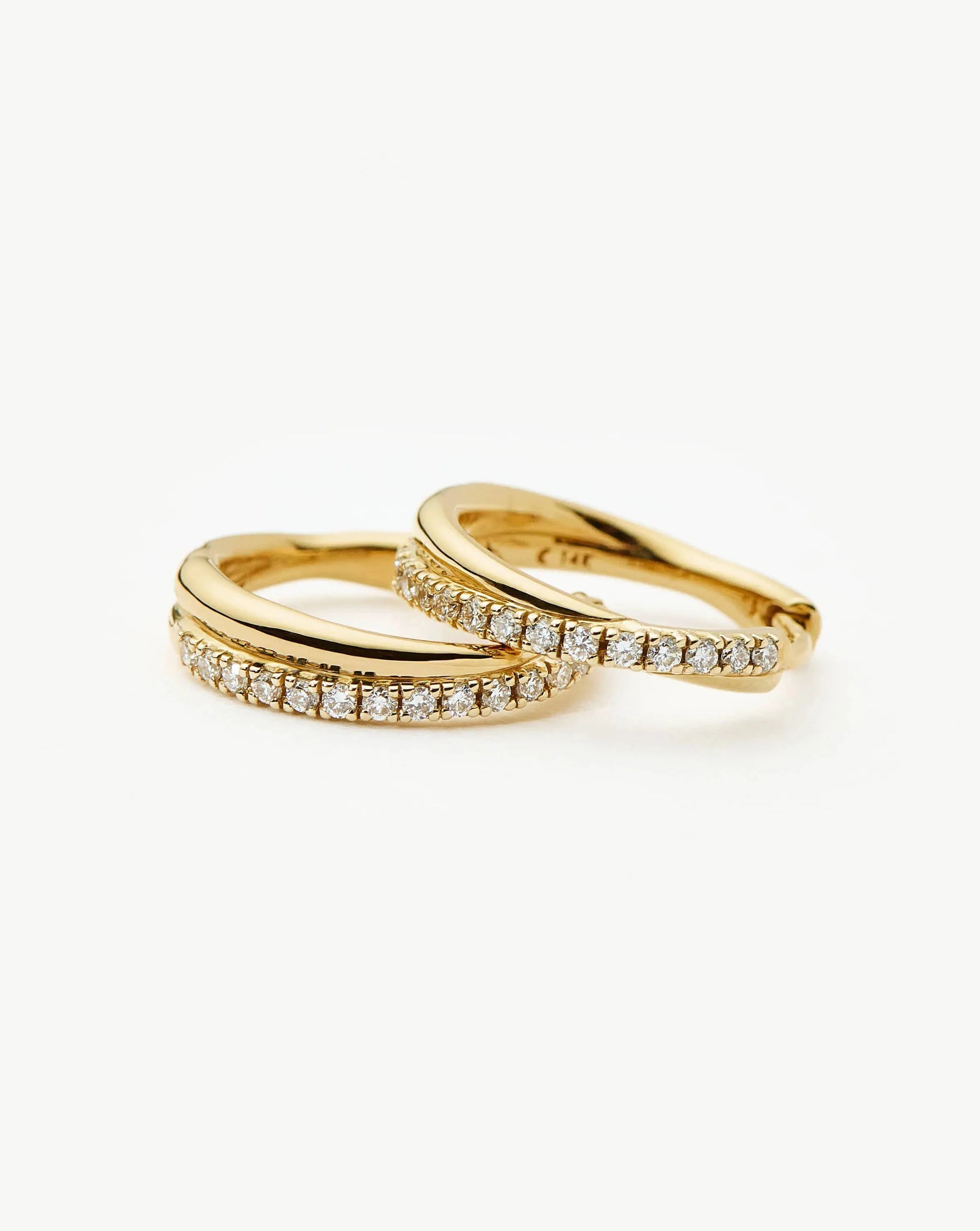 Lucy Williams Fine Diamond Entwine Huggies | 14ct Yellow Gold Earrings Missoma 