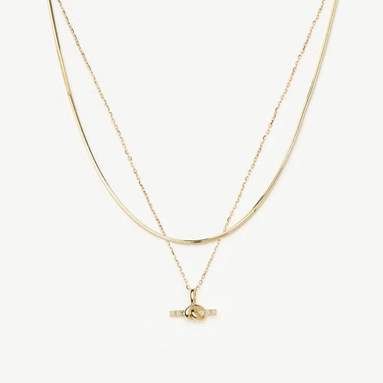 Lucy Williams Fine Diamond T-Bar & Square Snake Necklace Set | 14ct Yellow Gold Necklaces Missoma 